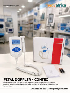 Doppler fœtal portable CONTEC avec écran et sonde.